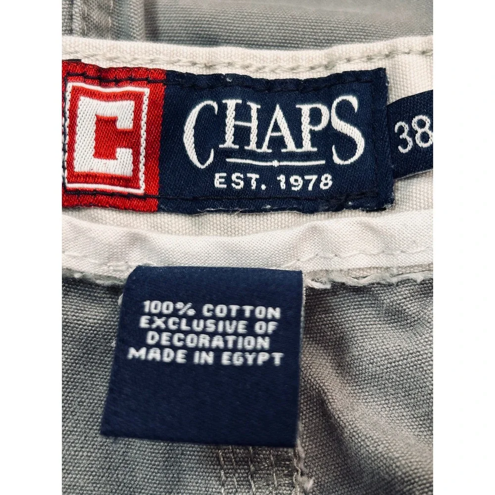 Chaps Mens Gray Cargo Shorts 100% Cotton Multi‎ Pocket Utility Casual Size 36